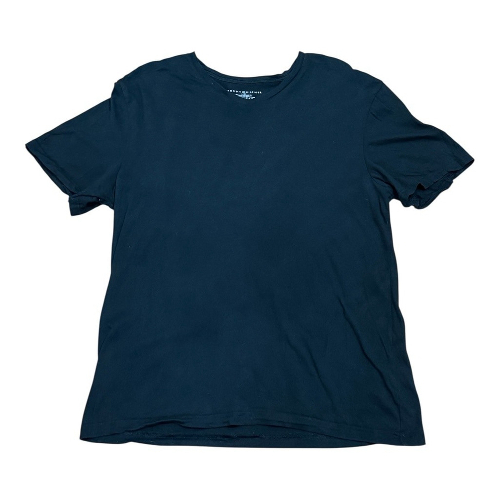 Tommy Hilfiger Shirt Mens Large Black Classic Fit Tee T-Shirt Cotton Casual